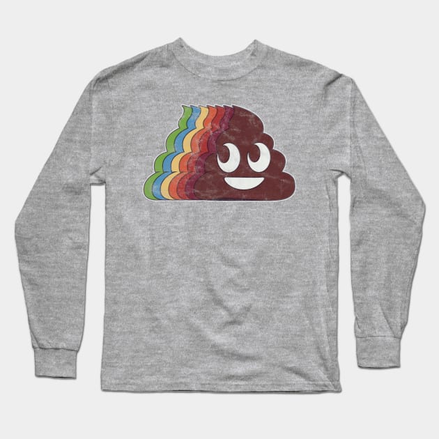 Retro style poop emoji Long Sleeve T-Shirt by Sean Michaels